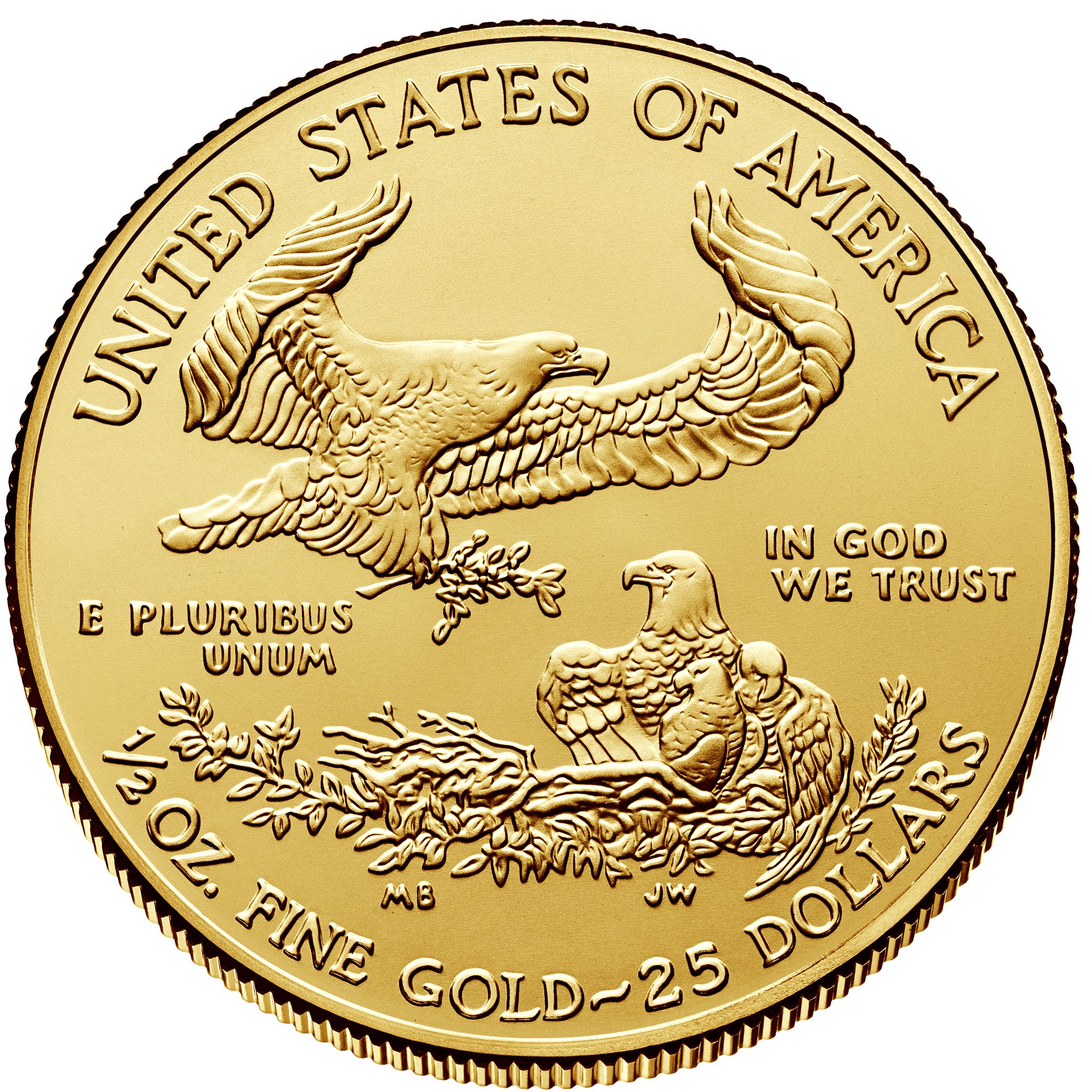 2016 1/2 oz American Eagle Gold Bullion Coin - Reverse side (Type I)