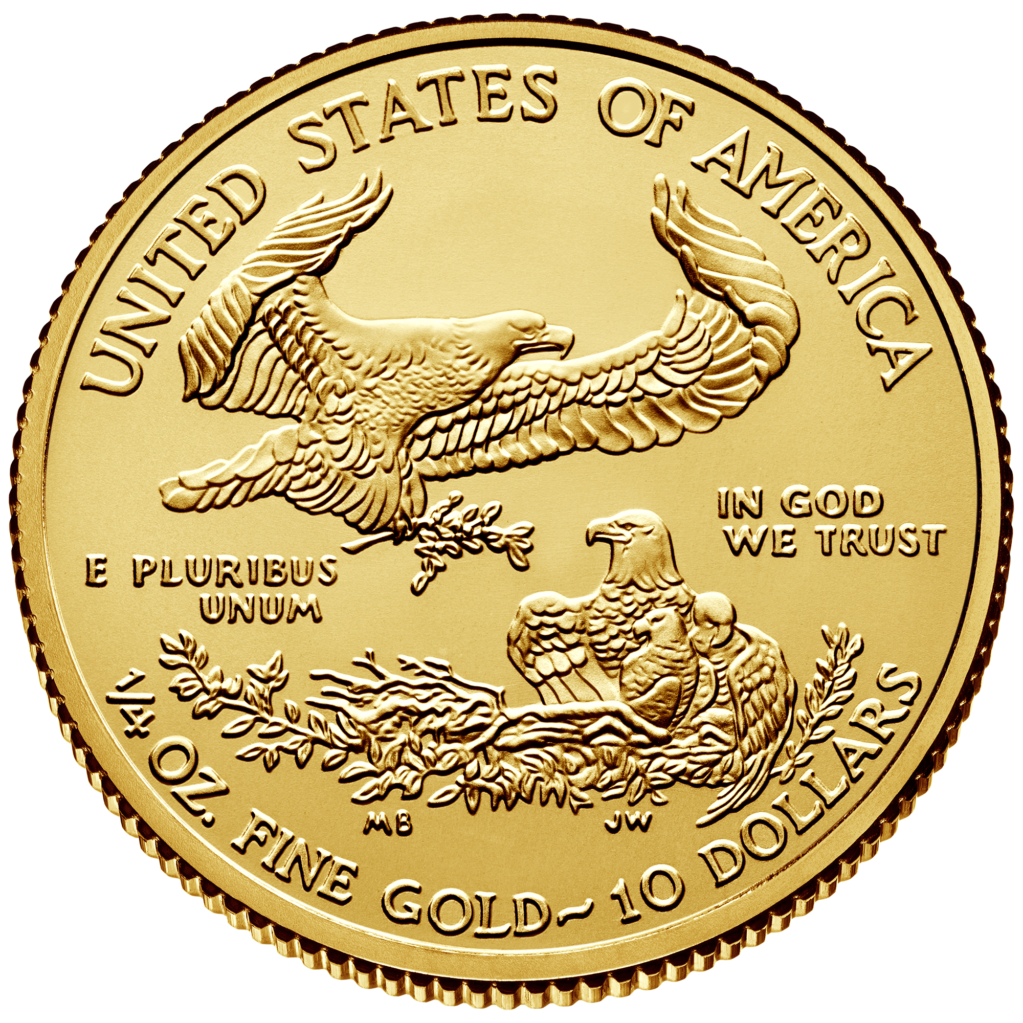 2016 1/4 oz American Eagle Gold Bullion Coin - Reverse side (Type I)