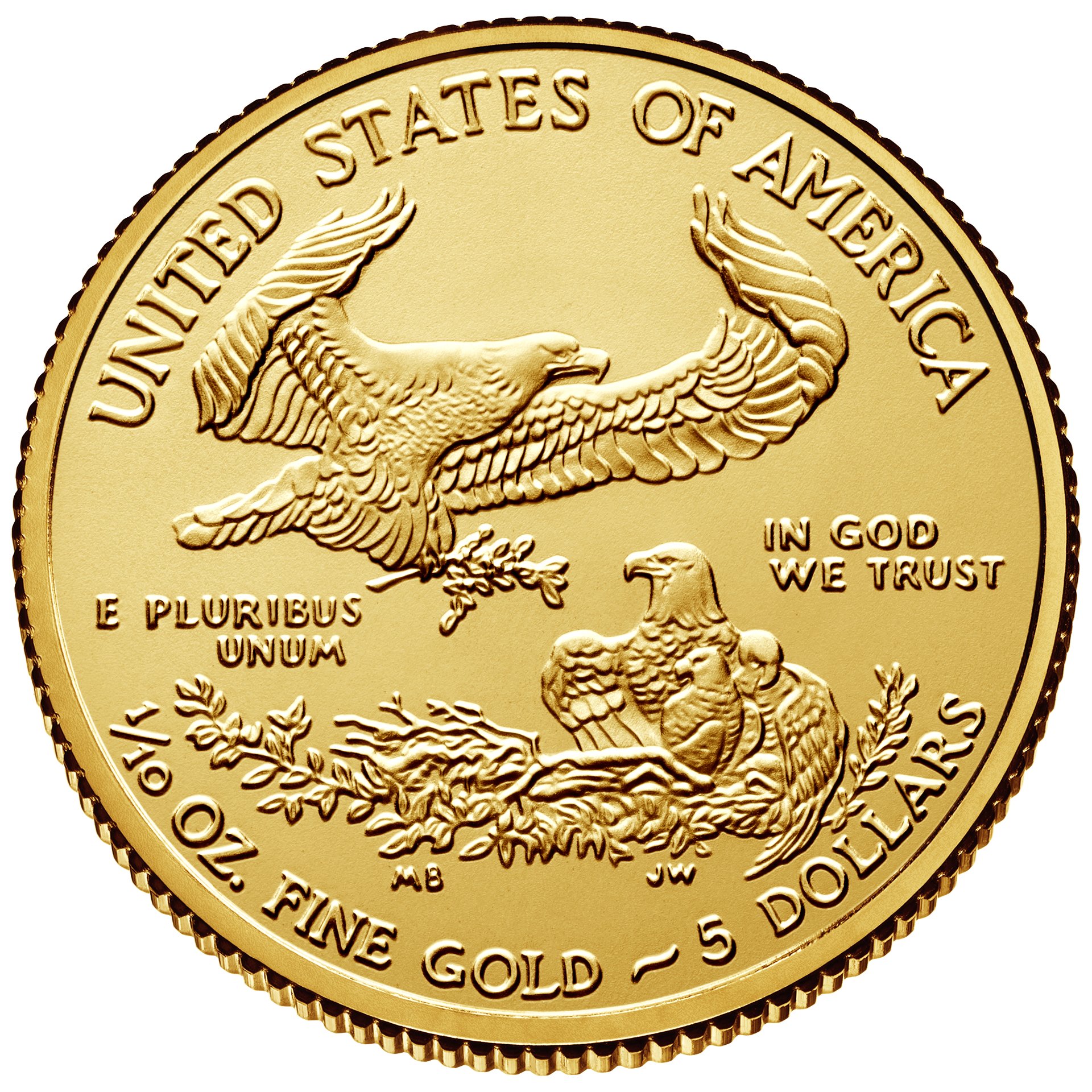 2016 1/10 oz American Eagle Gold Bullion Coin - Reverse side (Type I)