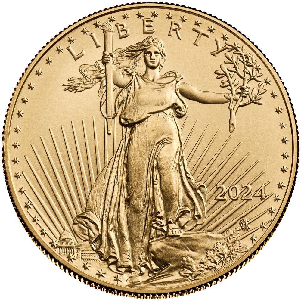 2024 1/4 oz American Eagle Gold Bullion Coin - obverse side (Type II)