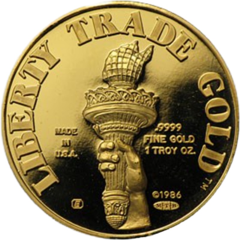 Engelhard - 1oz. Liberty Trade Gold Round - Reverse side