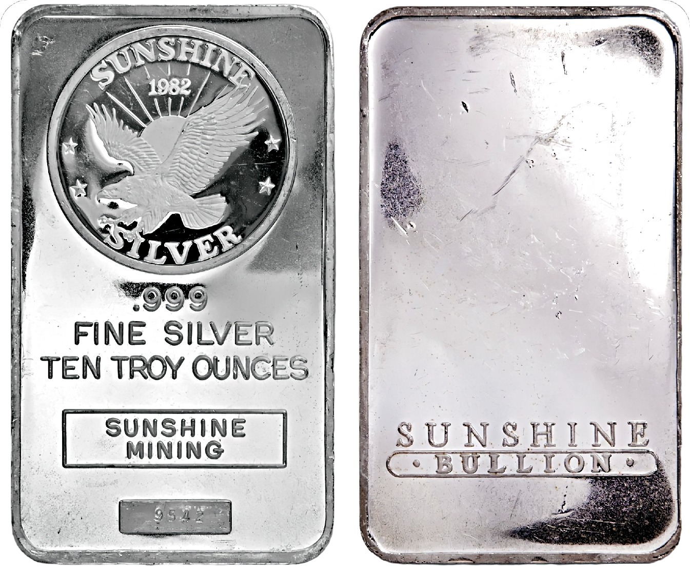 1982 - 10oz Sunshine Mining - "Sunshine Silver Eagle Round" obverse/reverse side