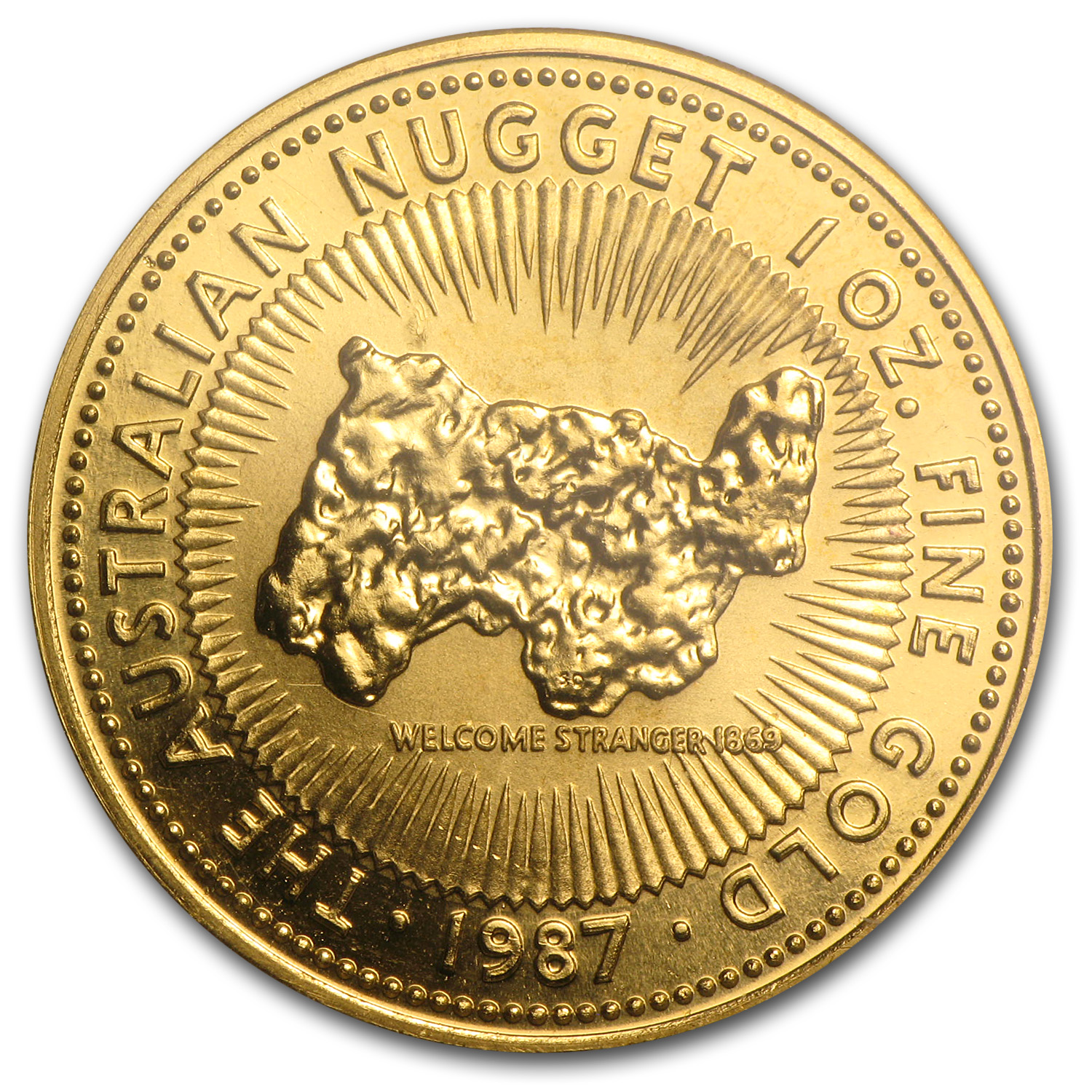 1987 1oz. Australian Gold Nugget bullion coin - reverse side