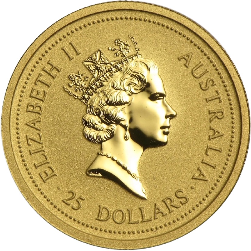 1998 - Year of the Tiger - 1/4 oz. Australian Gold Lunar Bullion Coin - Series III - Obverse side