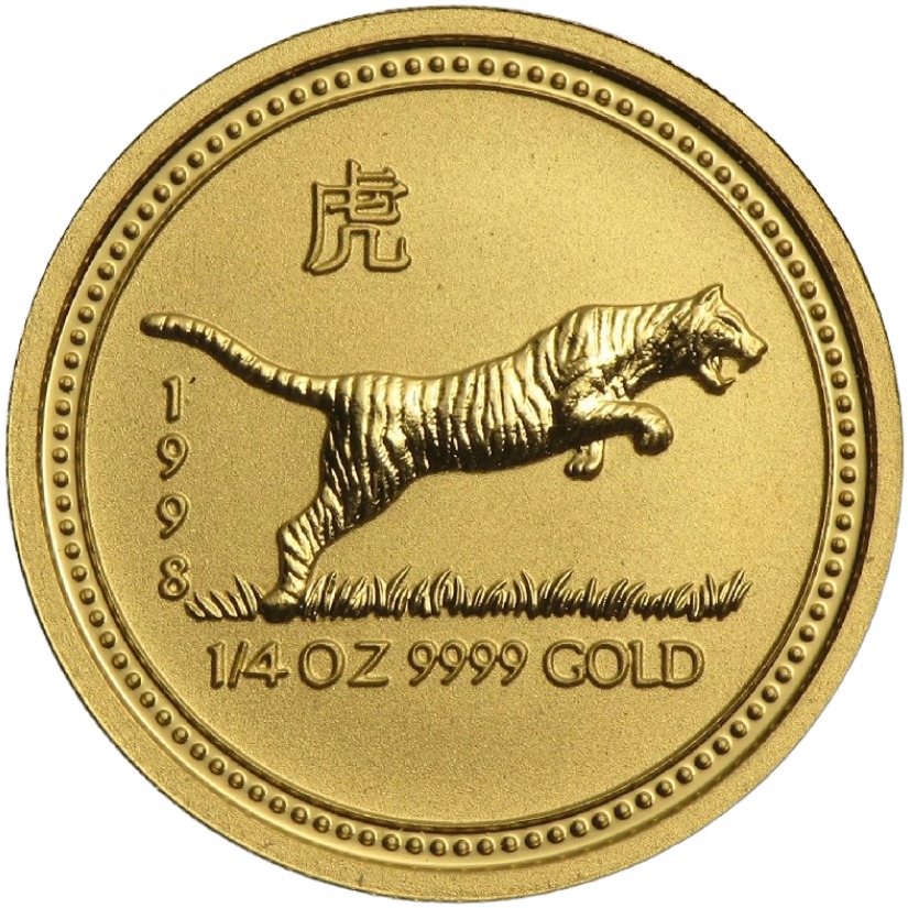 1998 - Year of the Tiger - 1/4 oz. Australian Gold Lunar Bullion Coin - Series III - Reverse side