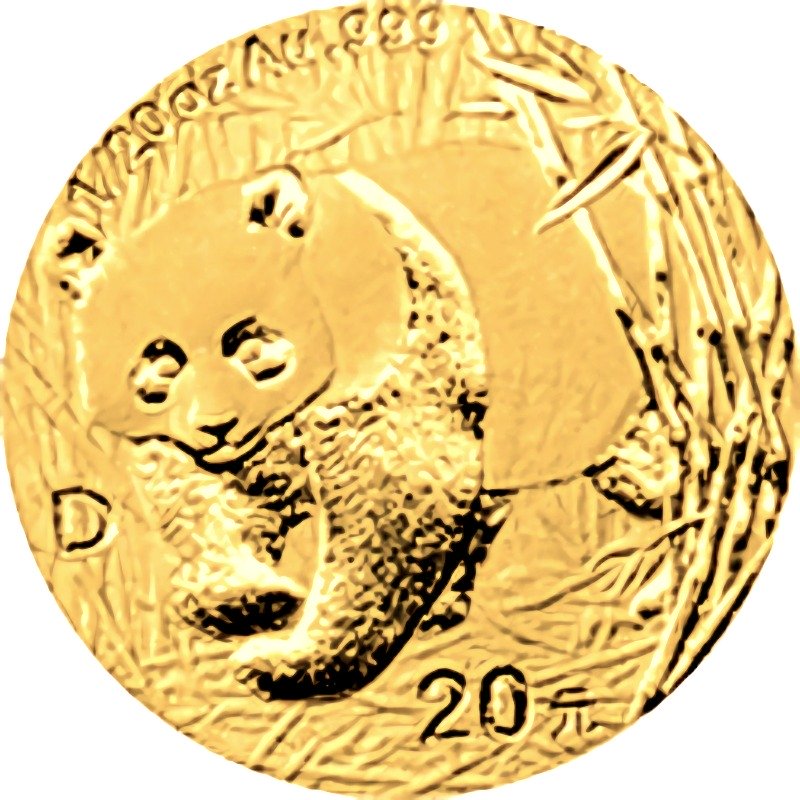 2001-D (Small "D") 1/20oz. Chinese Gold Panda Bullion Coin - Reverse Side