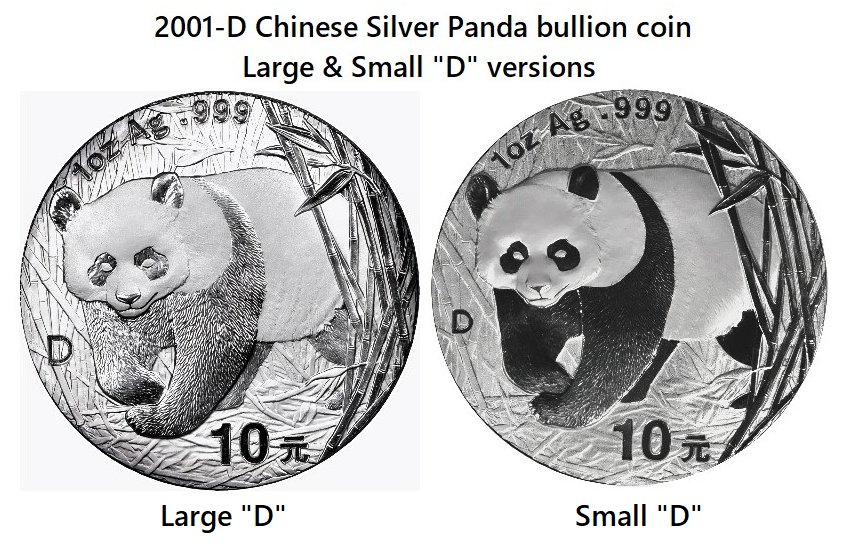 2001-D_Large & Small "D" - Chinese Silver Panda Bullion Coin - Reverse Side