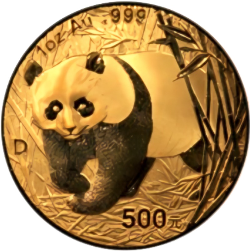 2001-D_(Small D) 1oz. Chinese Gold Panda Bullion Coin - Reverse Side