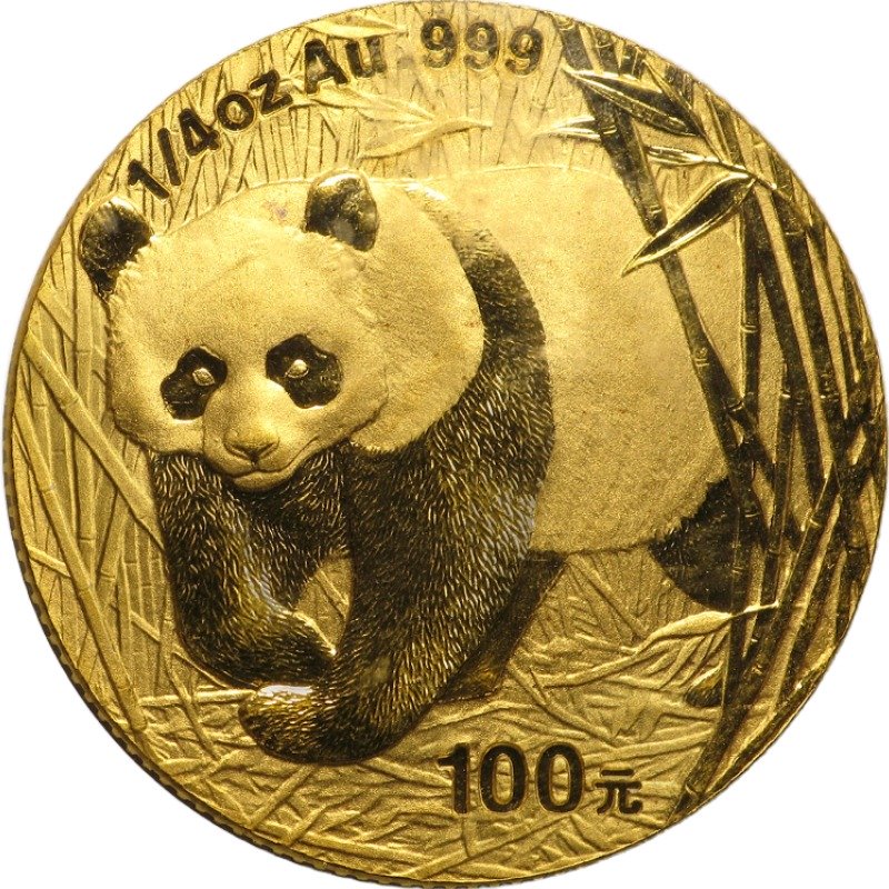 2001 - 1/4oz Chinese Gold Panda Bullion Coin - Reverse Side