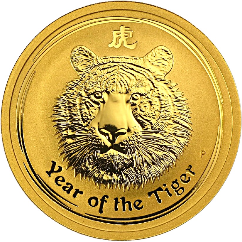2010 - 1/2 oz. Australian Gold Lunar Bullion Coin - Year of the Tiger - Series II - Reverse side