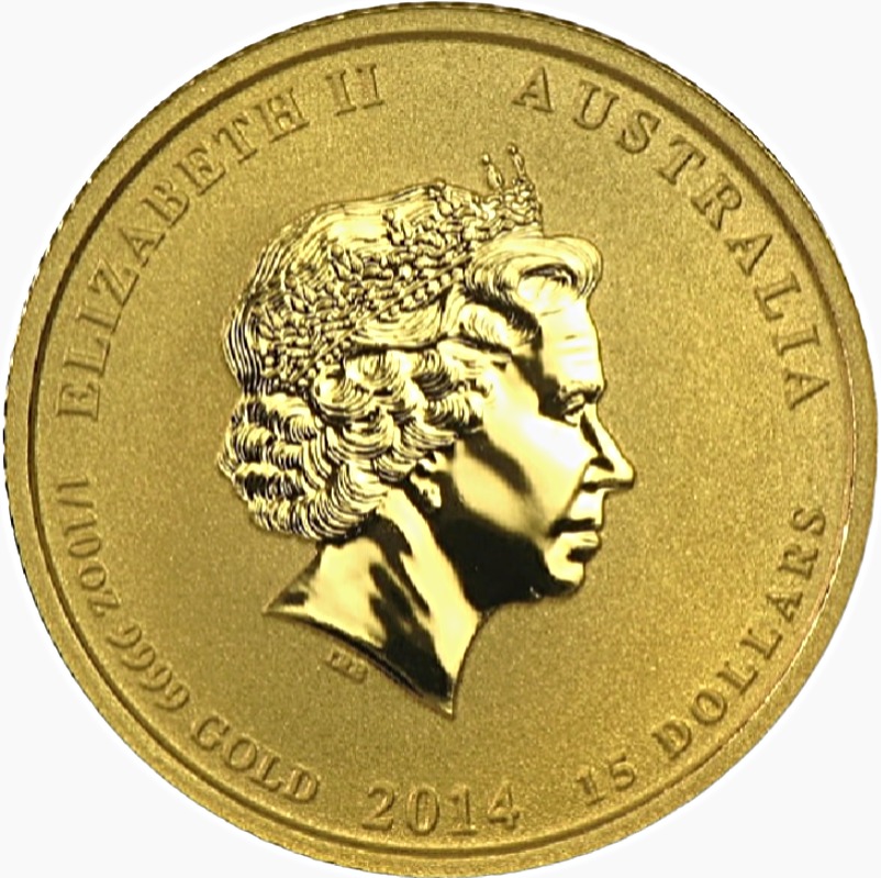 2014 - 1/10 oz. Australian Gold Lunar Bullion Coin - Year of the Horse - Series II - Obverse side