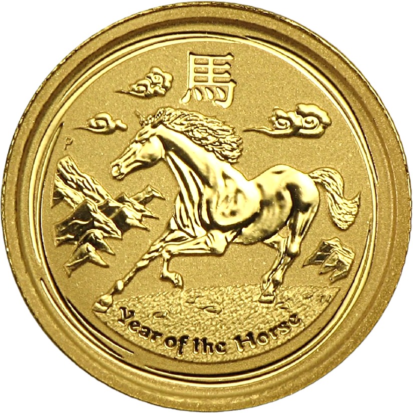 2014 - 1/10th oz. Australian Gold Lunar Bullion Coin - Year of the Horse - Series I - Reverse Side