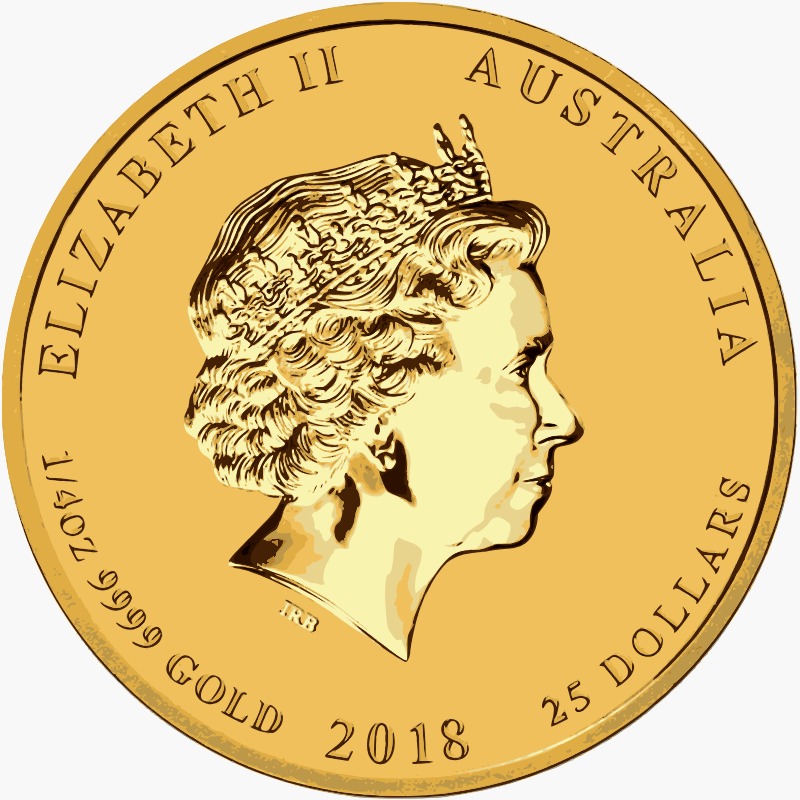 2018 - Year of the Dog - 1/4 oz. Australian Gold Lunar Bullion Coin - Series II - Obverse side