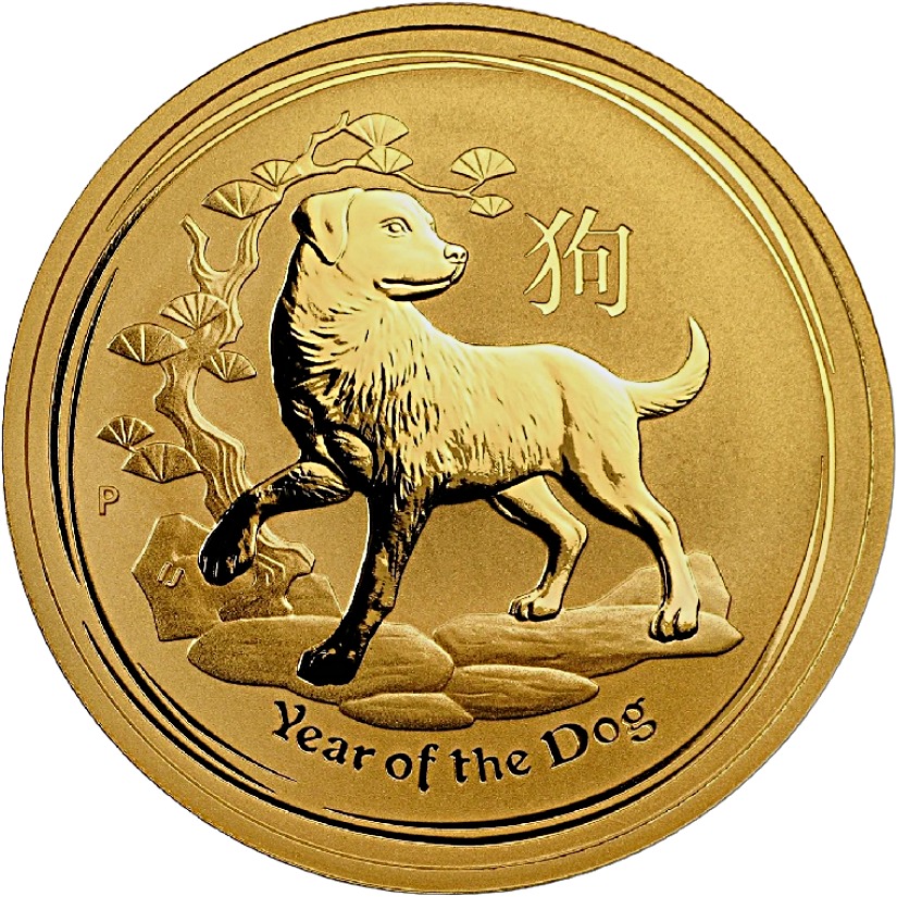 2018 - Australian Gold Lunar Bullion Coin - Series II - Year of the Dog - Reverse Side