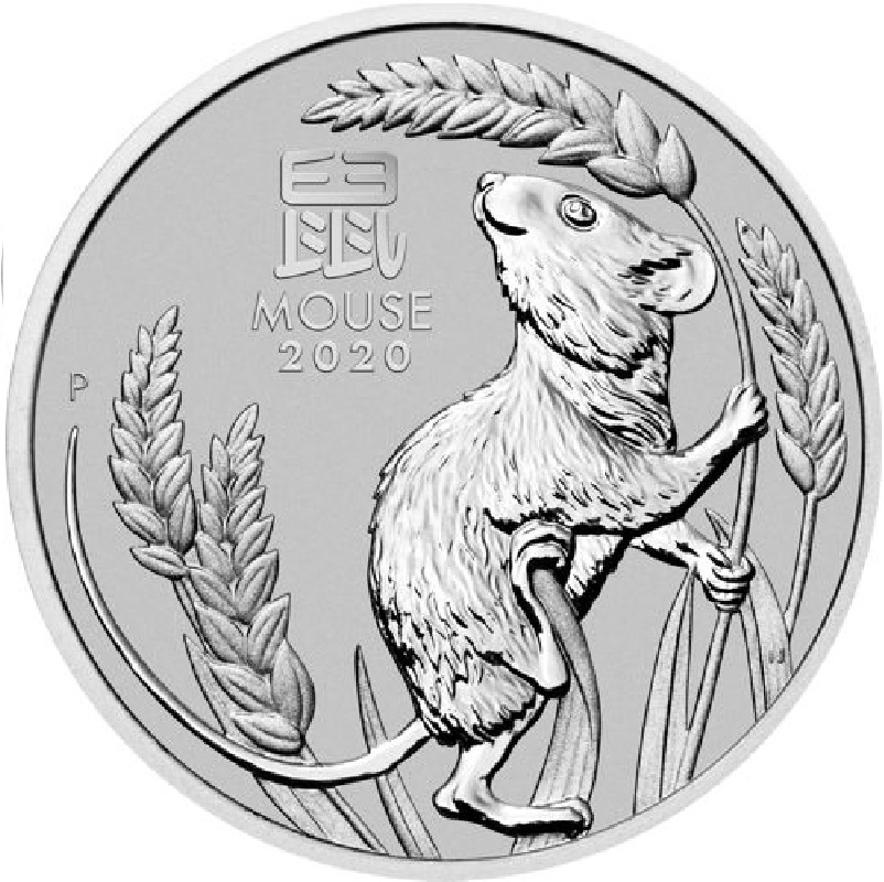 2020 1oz. Australian Lunar Platinum bullion coin - Series III - Reverse side - Year of the Mouse / Rat