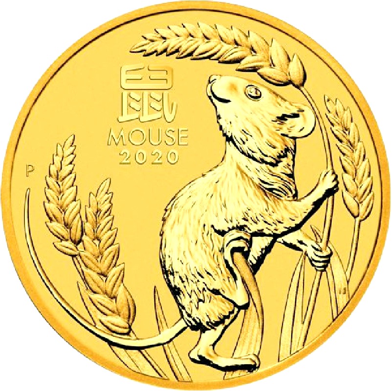 2020 - Australian Gold Lunar Bullion Coin - Series III - Year of the Mouse - Reverse Side