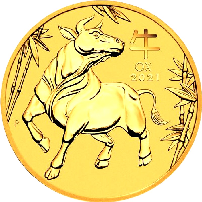 2021 - Australian Gold Lunar Bullion Coin - Series III - Year of the Ox - Reverse Side
