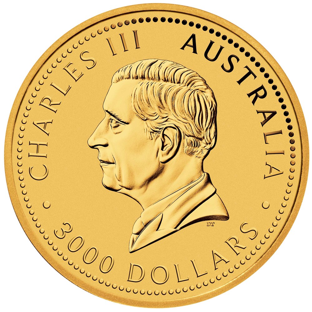 2024 1 kilo. Australian Kangaroo Gold bullion coin - Obverse Side