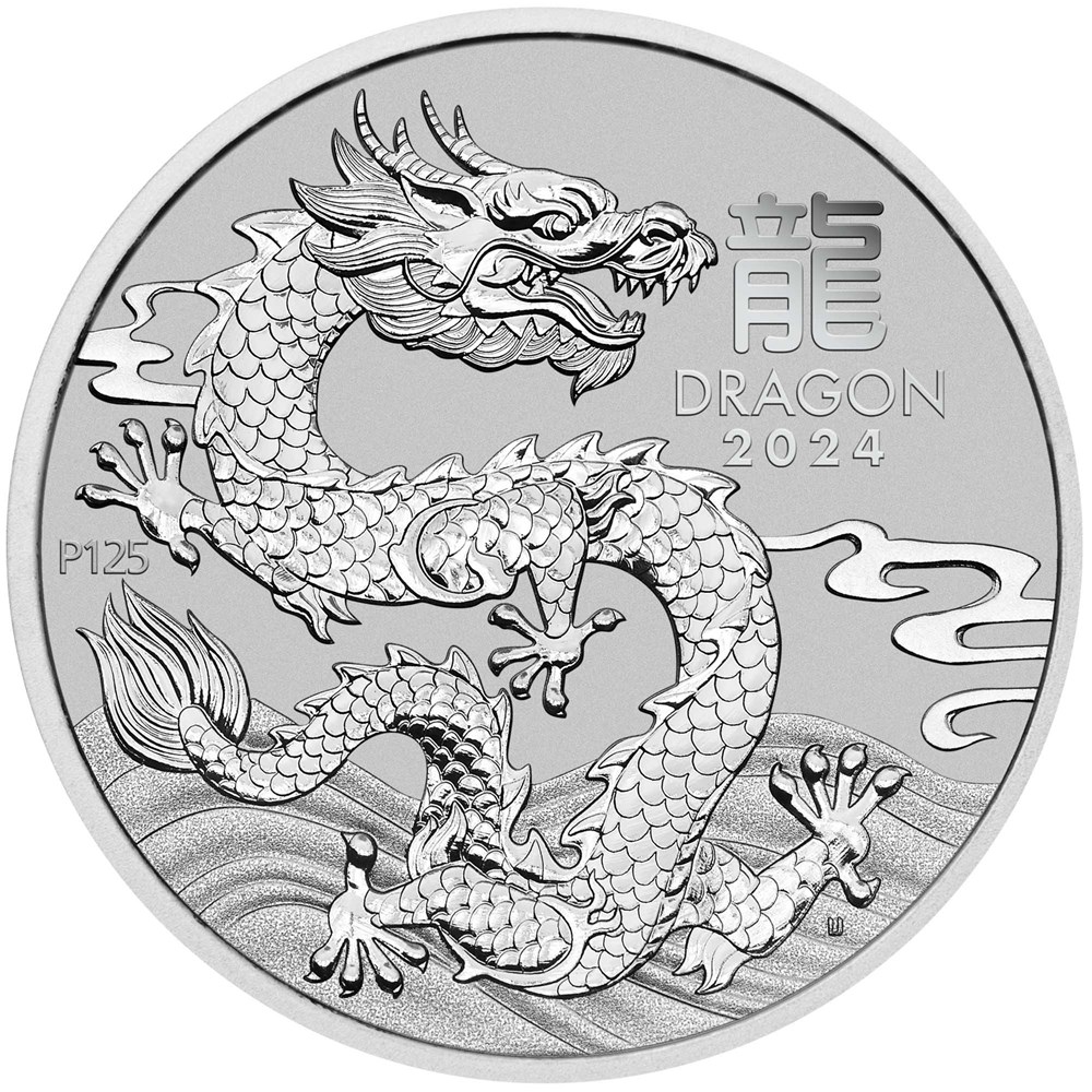 2024 1oz. Australian Lunar Platinum bullion coin - Series III - Reserve side - Year of the Dragon