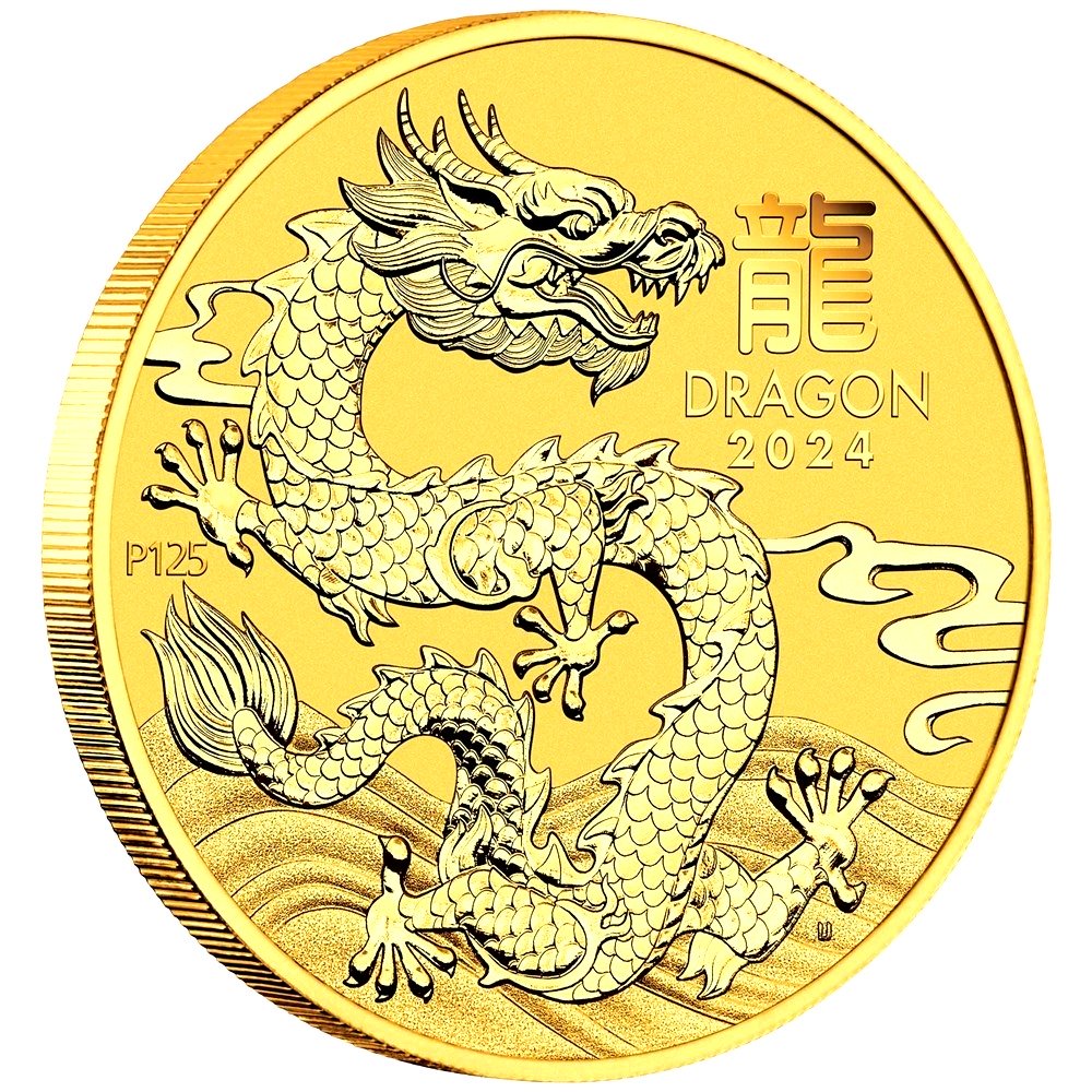 Univ. 2024 - Australian Gold Lunar Bullion Coin - Series III - Year of the Dragon - Reverse Side