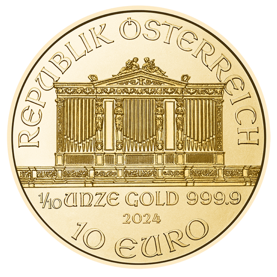 2024 - 1/10oz. Gold Austrian Philharmonic Bullion Coin - Obverse side