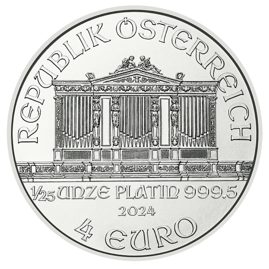 2024 - 1/25oz. Platinum Austrian Philharmonic Bullion Coin - Obverse side