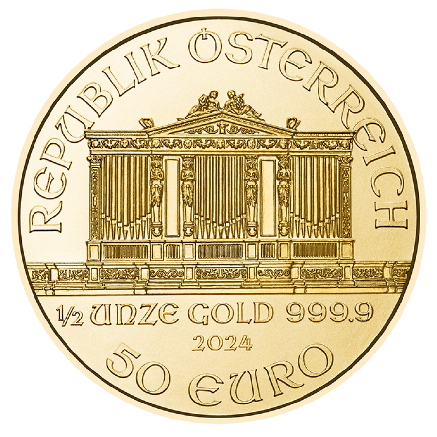 2024 - 1/2oz. Gold Austrian Philharmonic Bullion Coin - Obverse side