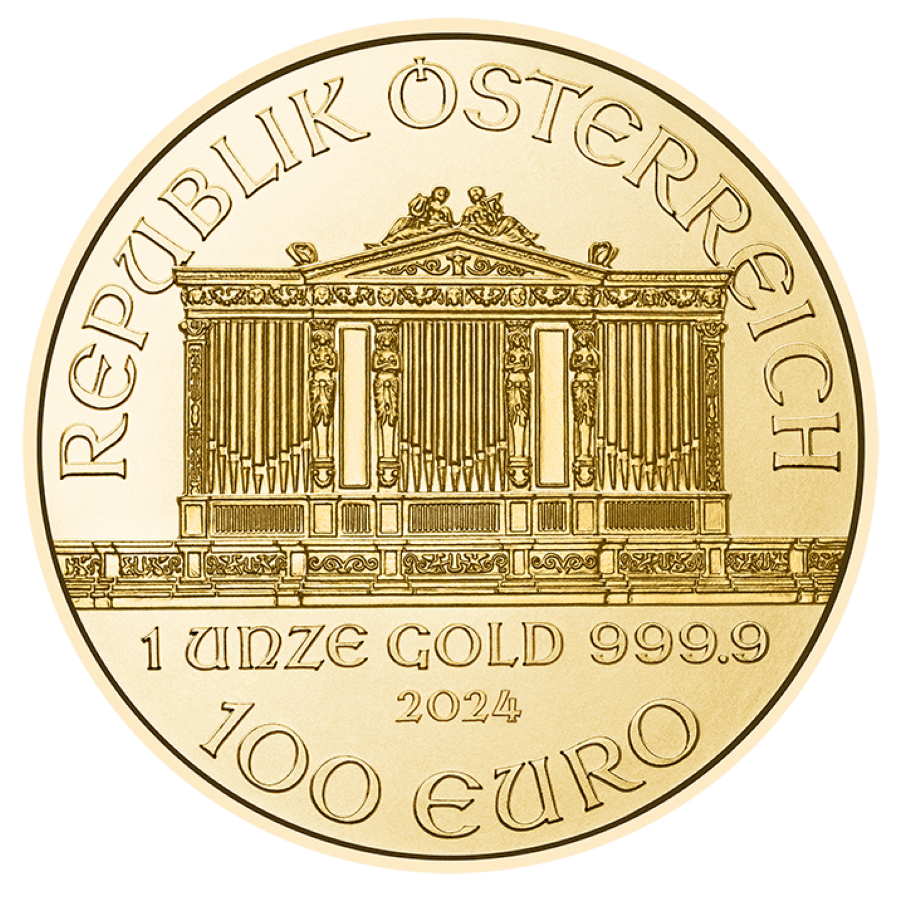 2024 - 1oz. Gold Austrian Philharmonic Bullion Coin - Obverse side