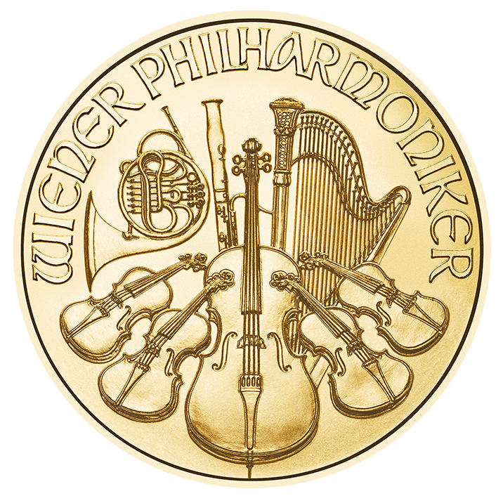 1/4 oz Gold Austrian Philharmonic Bullion Coin - Reverse side