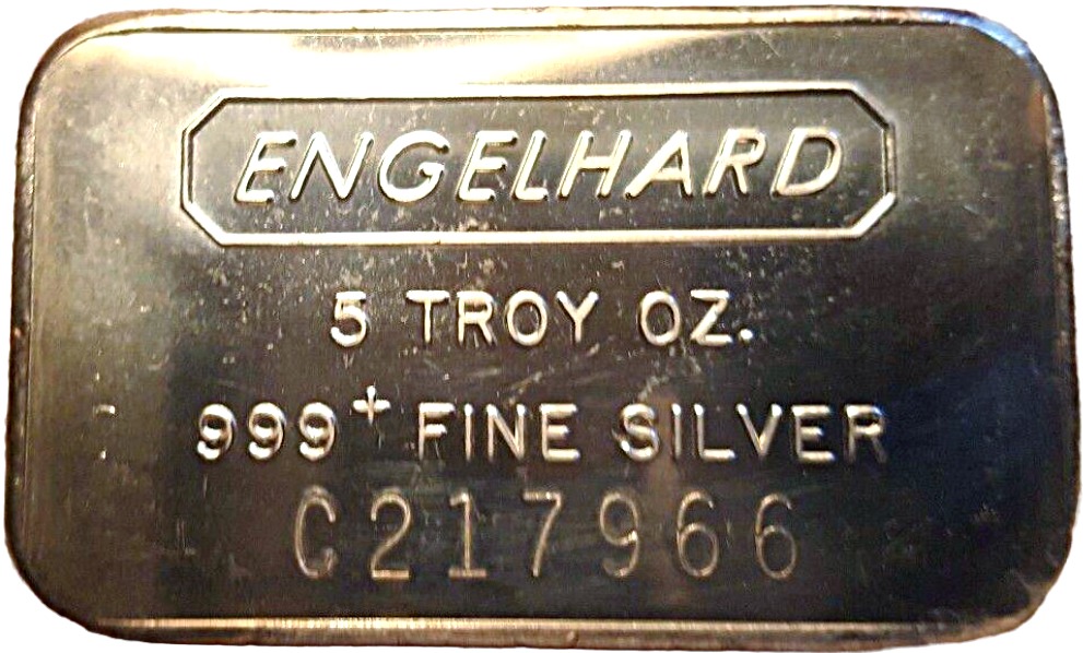 Engelhard 5oz. Silver Bullion Bar (Horizontal & Minted)