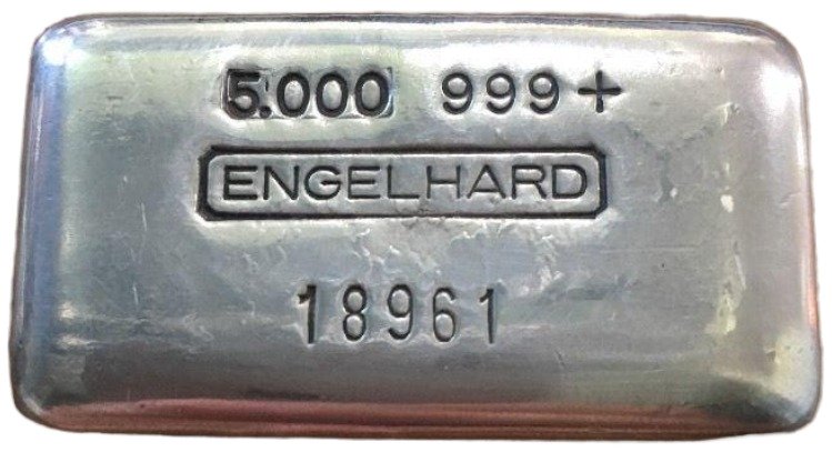 Engelhard 5oz. Silver Bullion Bar (Horizontal & Poured)