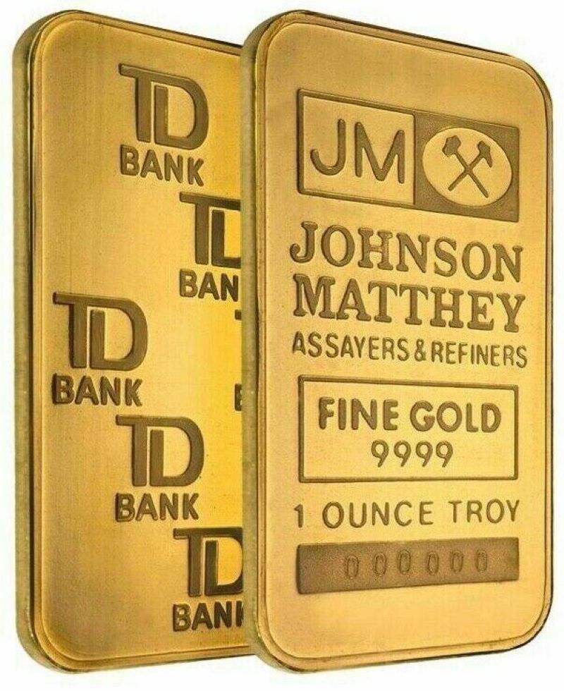 Johnson Matthey - TD Bank 1oz. Gold Bar (Obverse/Reverse)