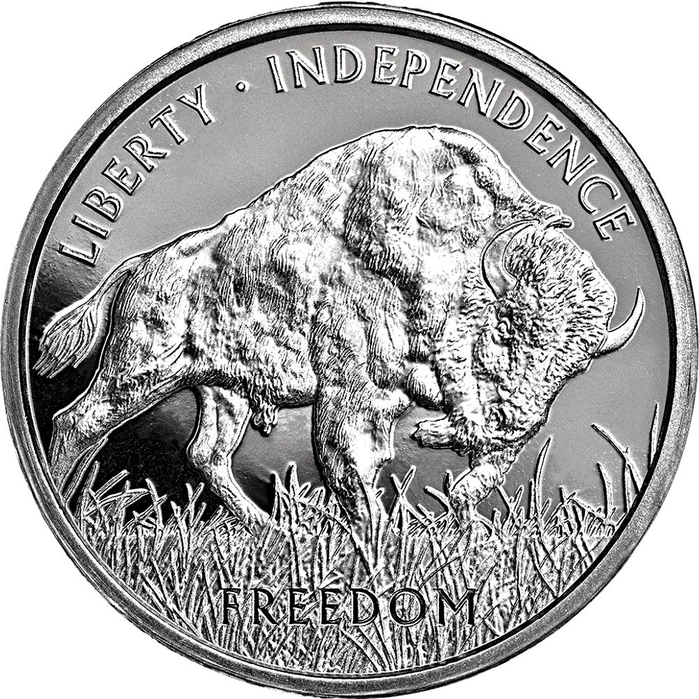 PAMP 1oz Silver Buffalo Round - reverse side