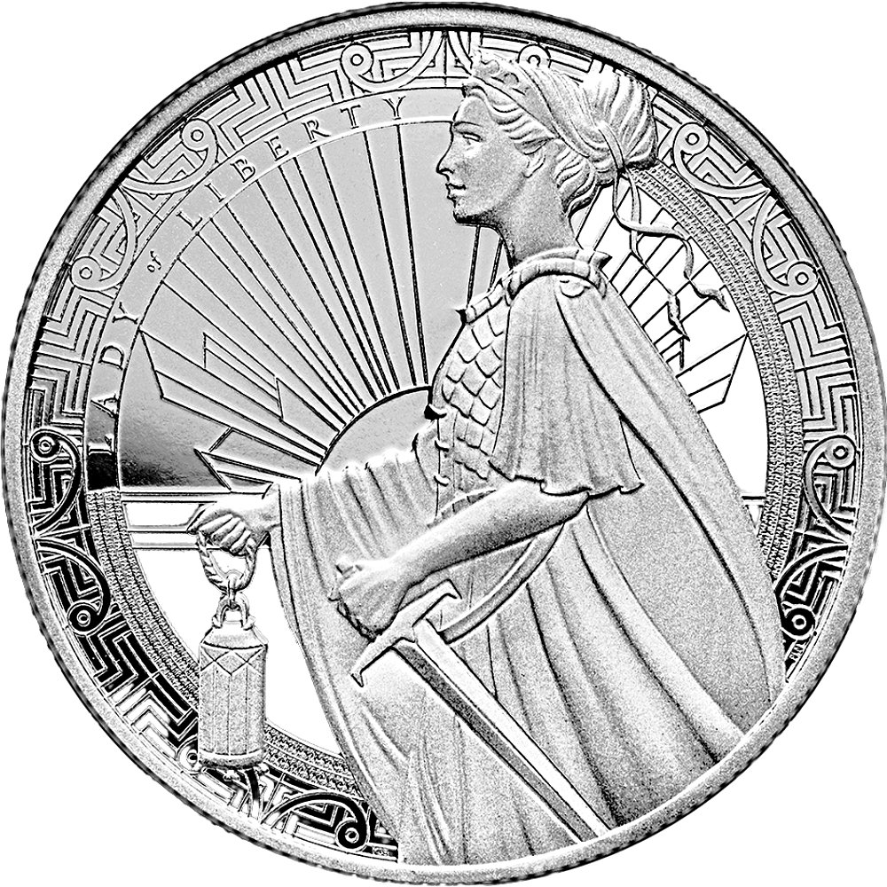 PAMP 1oz Silver Lady of Liberty Round - reverse side