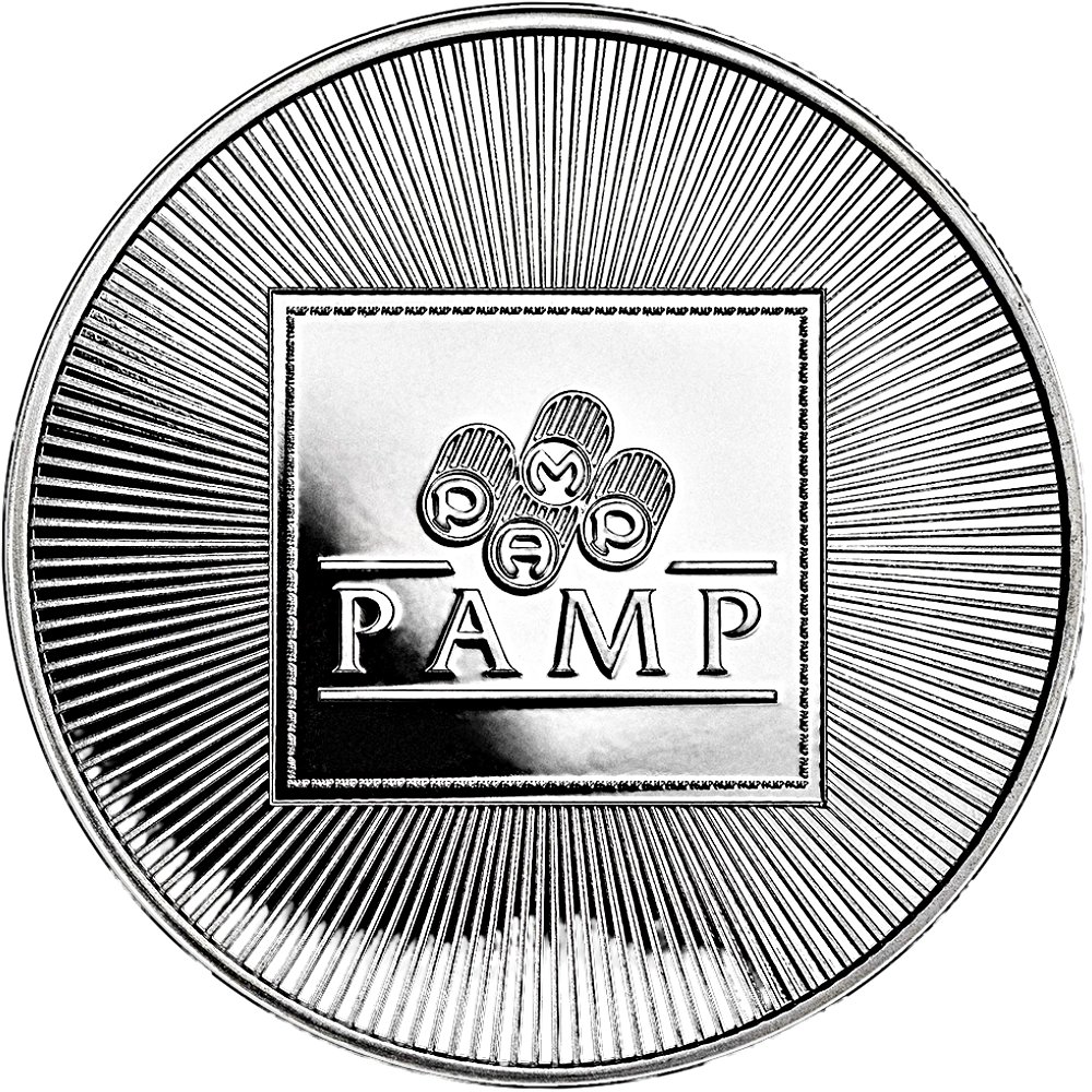 PAMP 1oz Silver Hallmark/Name Brand Round - reverse side