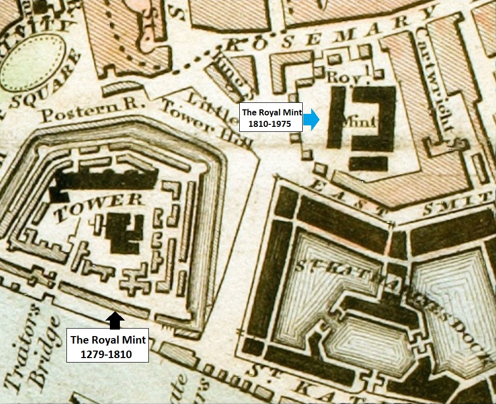 The Royal Mint Map - Tower of London (1279 - 1810) and Tower Hill (1810 - 1975)