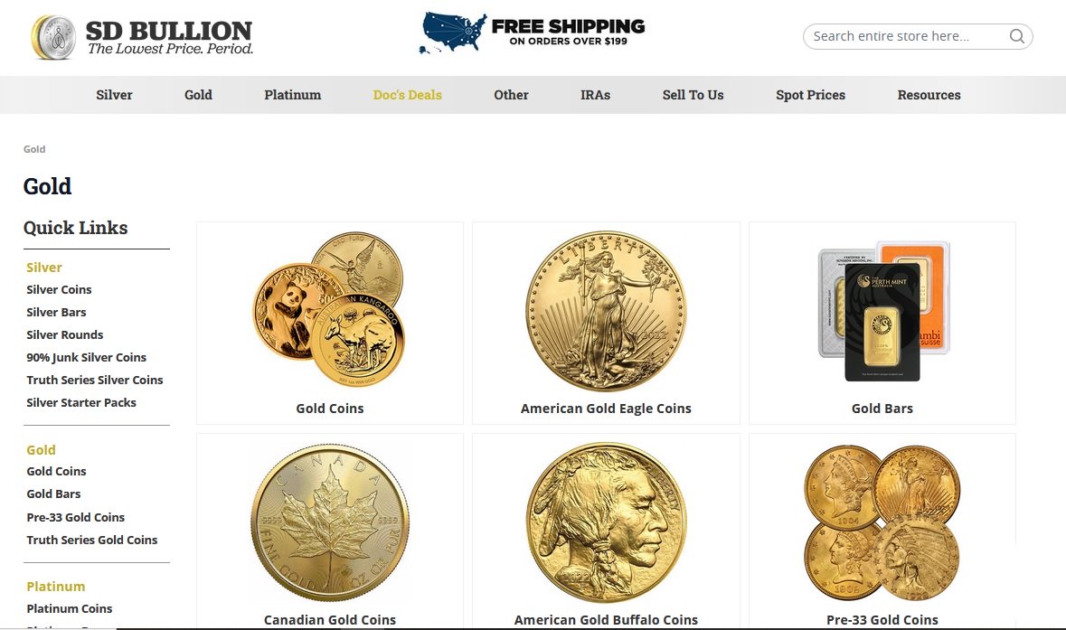 Gold Buying Guide / Gold Bullion Dealers - SDBullion - Screenshot