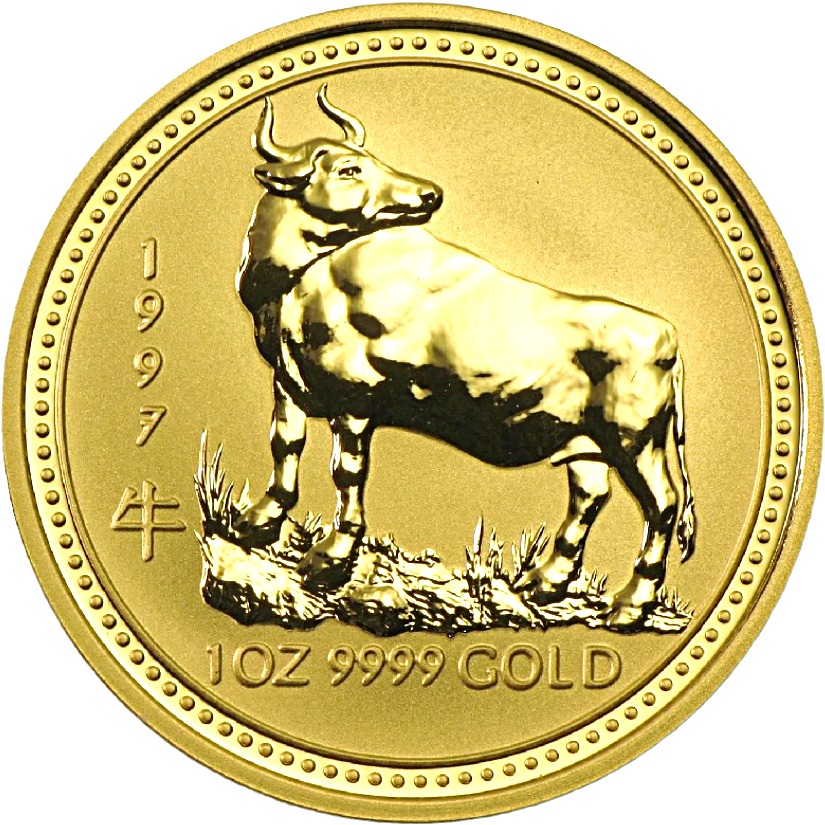 1997 - Australian Gold Lunar Bullion Coin - Series I - Year of the Ox - Reverse Side