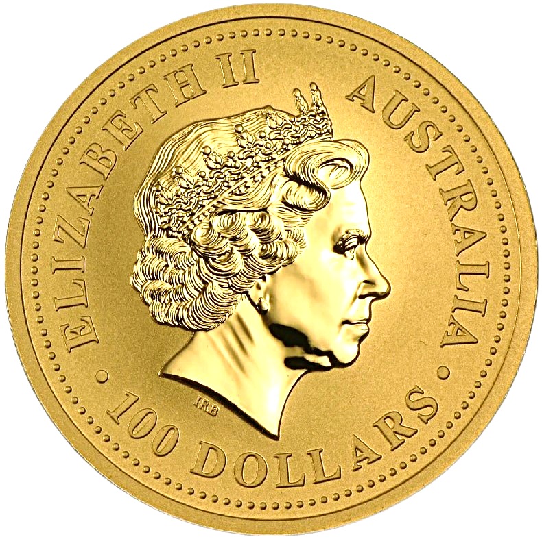 1999 - 1 oz. Australian Gold Lunar Bullion Coin - Year of the Rabbit - Series I - Obverse side