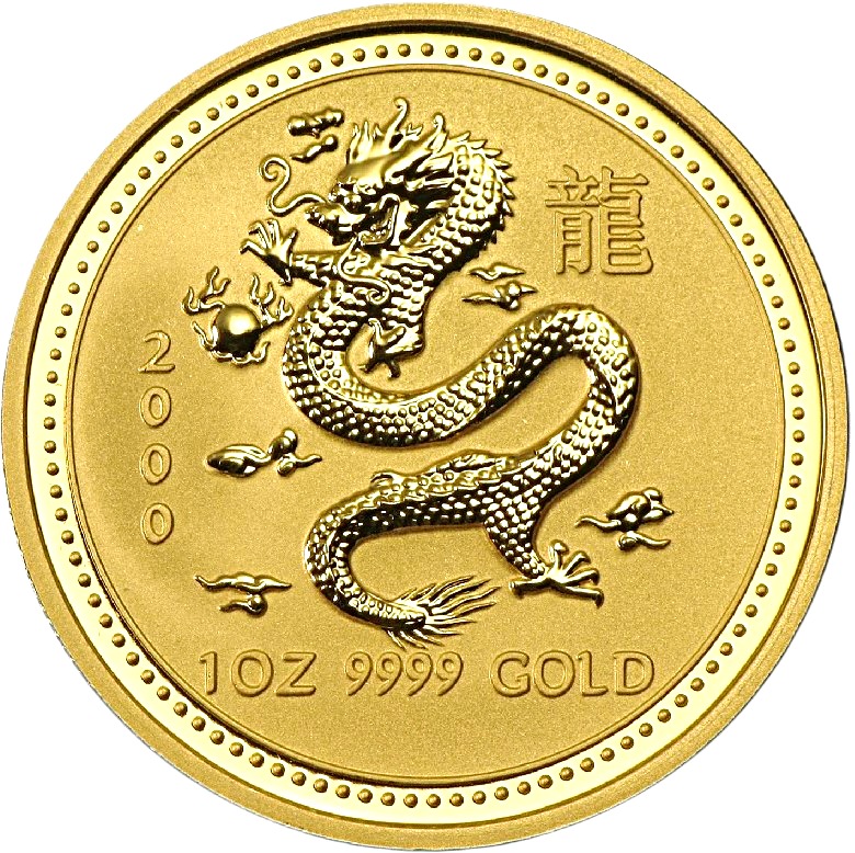 2000 - Australian Gold Lunar Bullion Coin - Series I - Year of the Dragon - Reverse Side