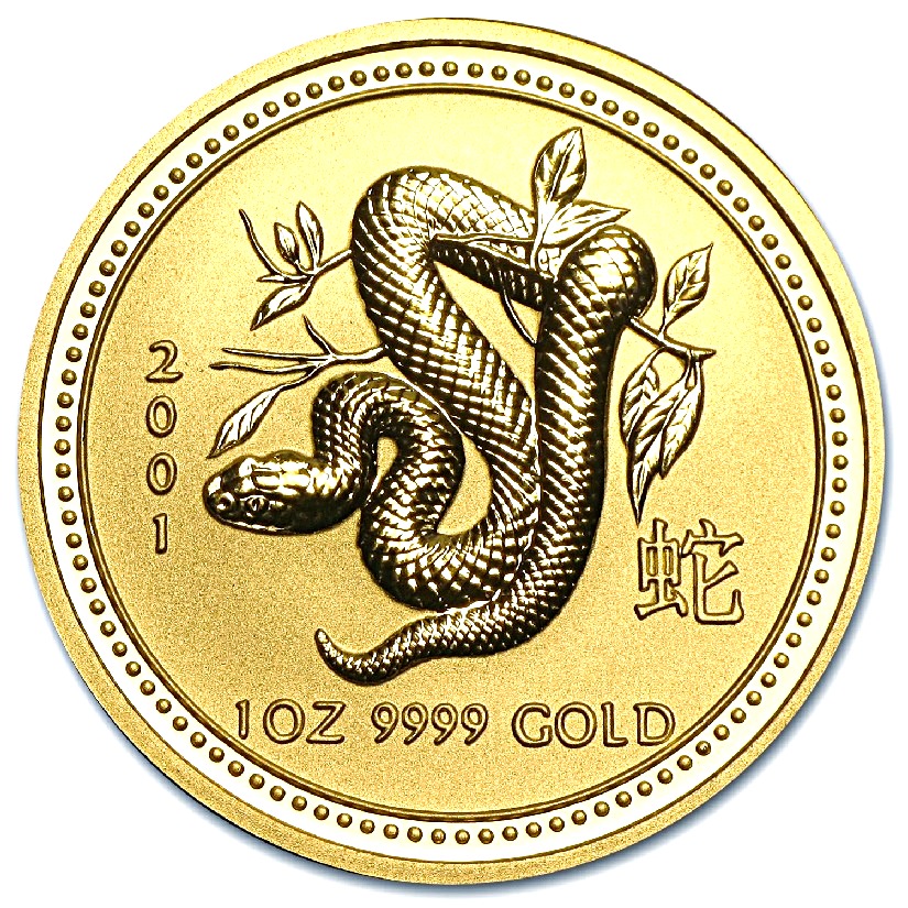2001 - Australian Gold Lunar Bullion Coin - Series I - Year of the Snake - Reverse Side