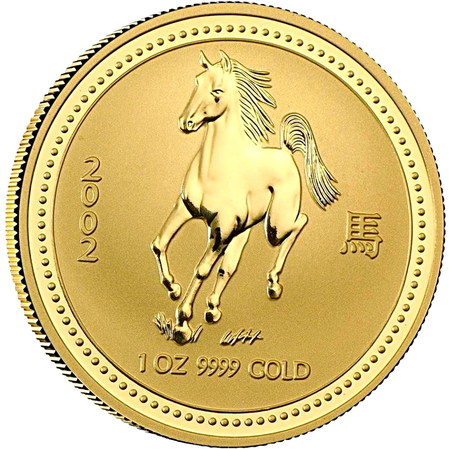2002 - Australian Gold Lunar Bullion Coin - Series I - Year of the Horse - Reverse Side