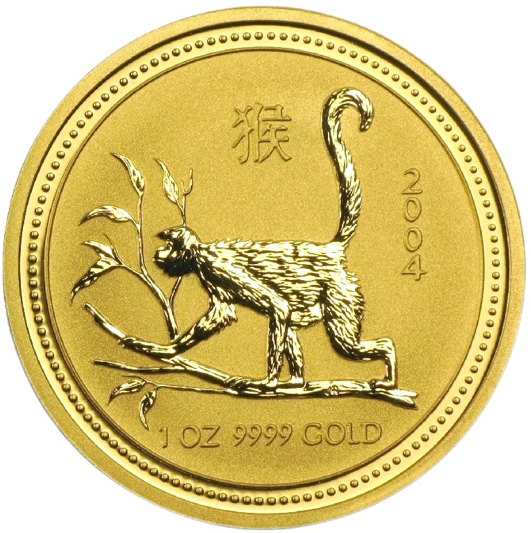 2004 - Australian Gold Lunar Bullion Coin - Series I - Year of the Monkey - Reverse Side