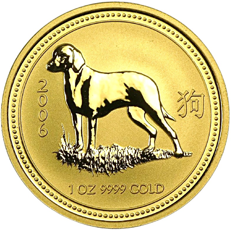 2006 - Australian Gold Lunar Bullion Coin - Series I - Year of the Dog - Reverse Side