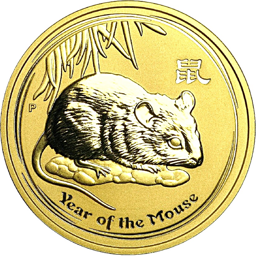 2008 - Australian Gold Lunar Bullion Coin - Series II - Year of the Mouse - Reverse Side