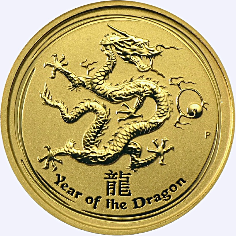 2012 - Australian Gold Lunar Bullion Coin - Series II - Year of the Dragon - Reverse Side