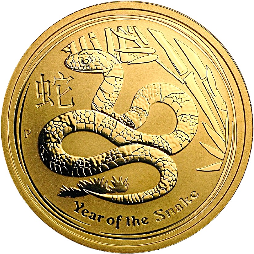 2013 - Australian Gold Lunar Bullion Coin - Series II - Year of the Snake - Reverse Side