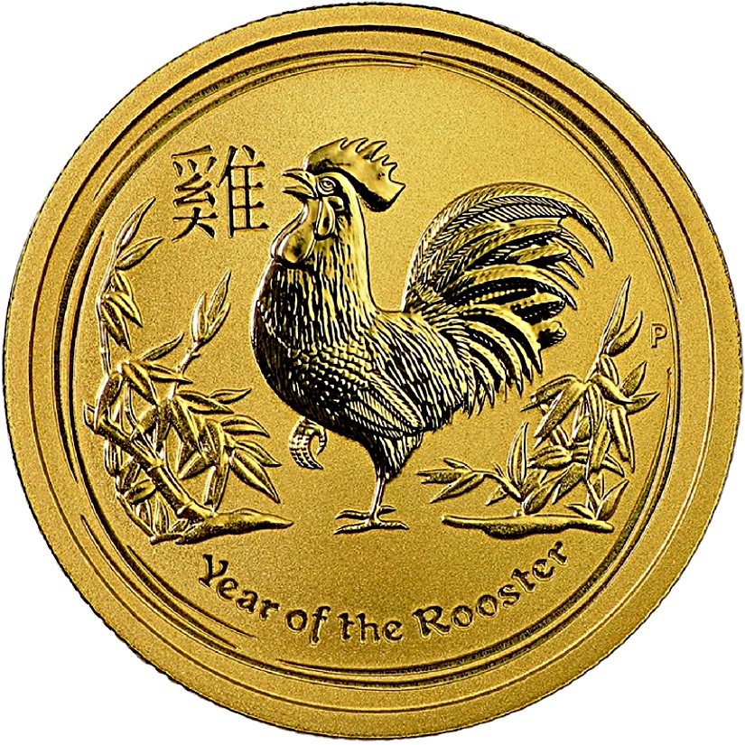 2017 - 1 oz. Australian Gold Lunar Bullion Coin - Year of the Rooster - Series II - Reverse side
