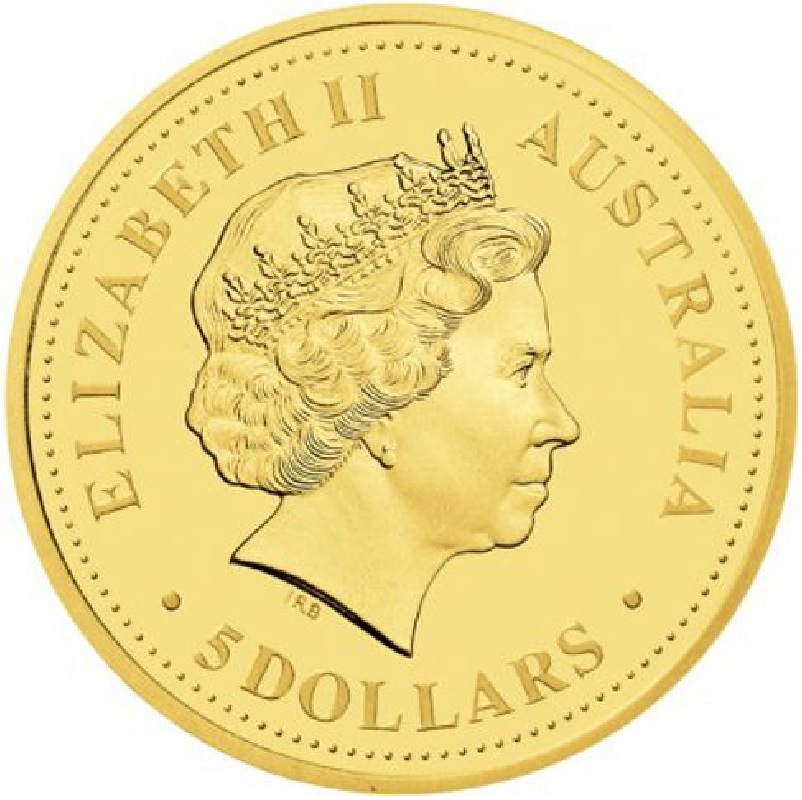 2005 - 1/20th oz. Australian Gold Lunar Bullion Coin - Year of the Rooster - Series I - Obverse Side